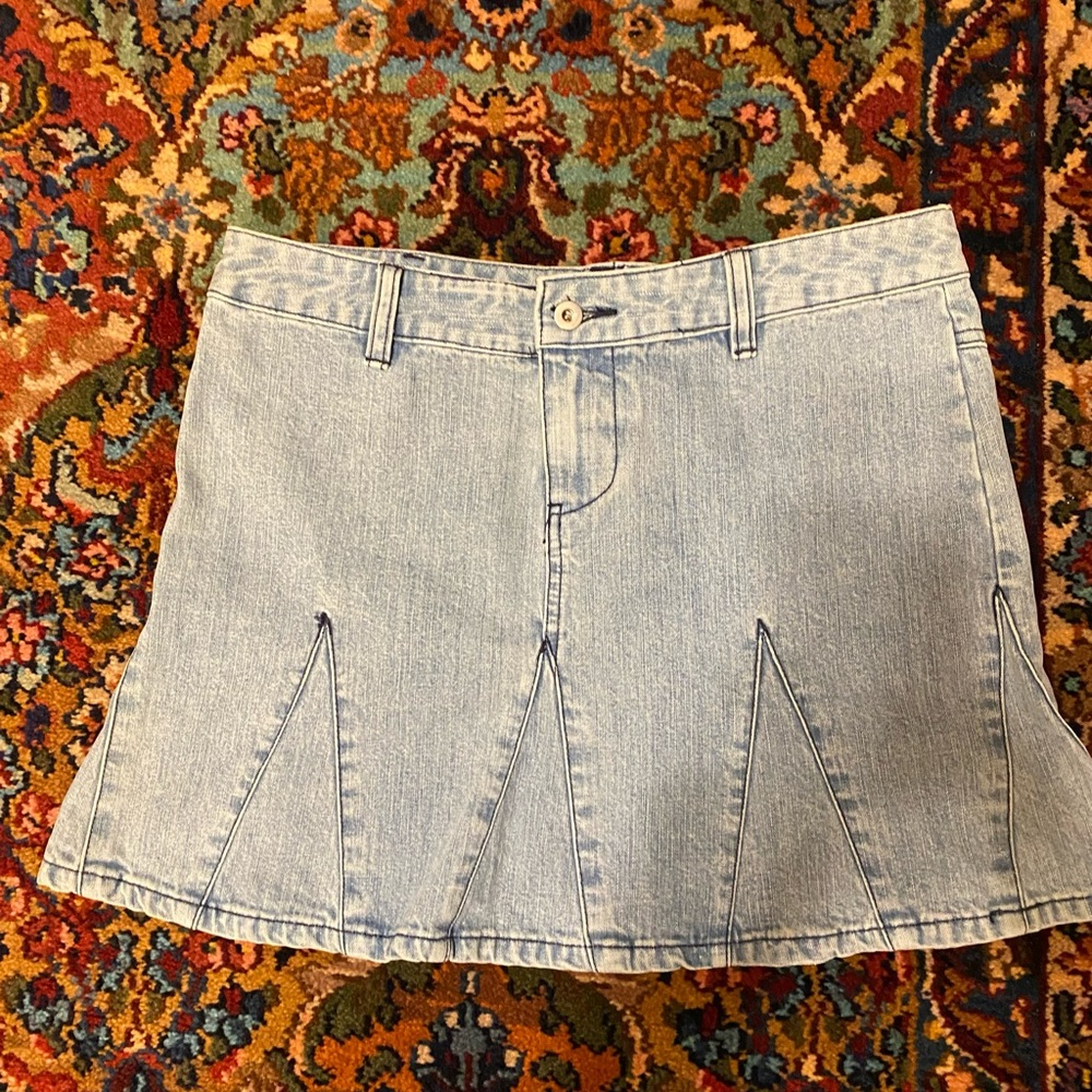 Light Wash Denim Flair Mini Skirt size 2